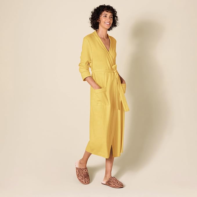Amazon Essentials Women's Lightweight Waffle Full-Length Bath Robe (Available in Plus Size)