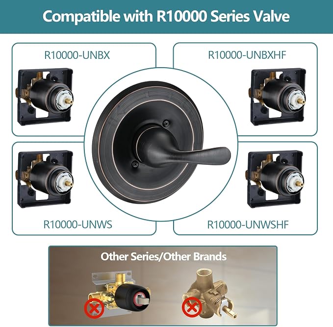 Shower Trim Kit Compatible with 13/14 Series, Shower Cover Plate with Handle, Oil Rubbed Bronze(Valve& Catridge Not Inclued)