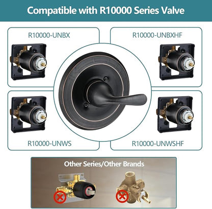 Shower Trim Kit Compatible with 13/14 Series, Shower Cover Plate with Handle, Oil Rubbed Bronze(Valve& Catridge Not Inclued)