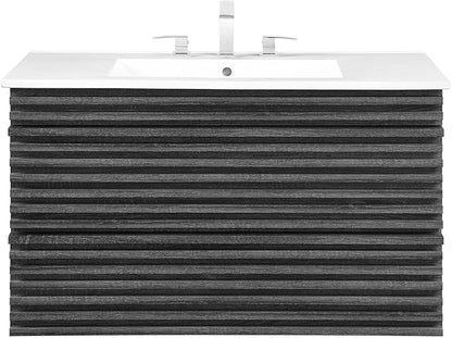 Modway Render 36" Wall-Mount Bathroom Vanity in Charcoal White