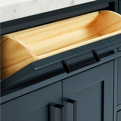 ARIEL Hepburn 60-inch Bathroom Vanity with Sink,Solid Wood, 1.5-inch Carbon Black Quartz Countertop, Double Rectangular Porcelain Sink, Soft Closing Doors, Dovetail Drawers, Midnight Blue