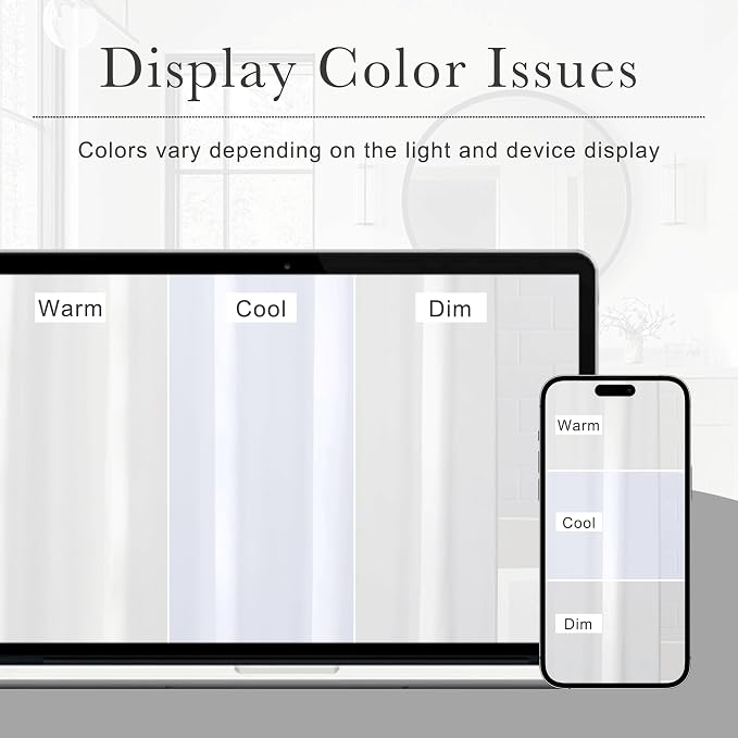 KGORGE Non See Through White Sheer Shower Curtain 84 inches Long, Privacy Button Hole Waterproof Lightweight Washable Shower Curtains for Bathroom Bathtub, W72 x L84, 1 Panel, Hooks Included