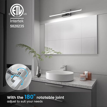 VOLISUN Modern Bathroom Vanity Light 24 inch, Rotatable, 14W Dimmable 5CCT Led Bathroom Light Fixture Over Mirror, Chrome Vanity Light for Bathroom Mirror Cabinets-ETL Certificated