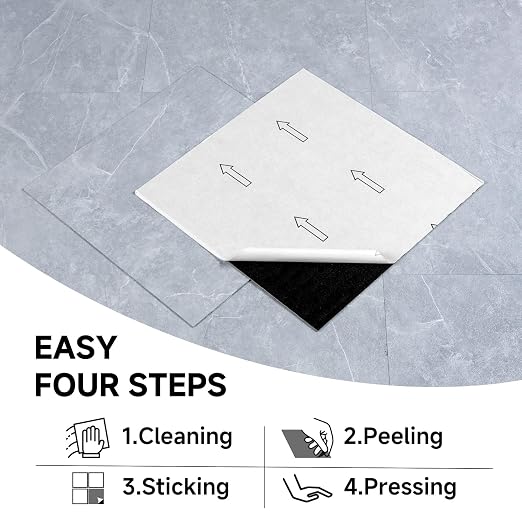 Vinyl Floor Tiles | Grey Stone | 30 Sq.Ft | Peel n Stick | Matte finish / Surface Coated / Diy Installation / Indoor Areas / Waterproof / 2.8m2