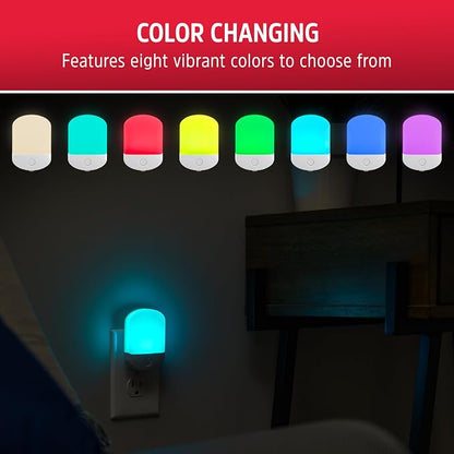 Energizer LED Color-Changing Plug in Night Light, Red, Green, Blue, Purple | Auto-On RGB Nightlight Plug into Wall for Kids, Adults, Girls, Boys, Toddlers, Bedroom, Bathroom, Hallway, 81567