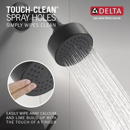 Delta Faucet Modern 3.5-inch Single-Spray Shower Head, Black Round Shower Head, High Pressure Shower Head, 1.75 GPM Flow Rate, Matte Black RP101842BL
