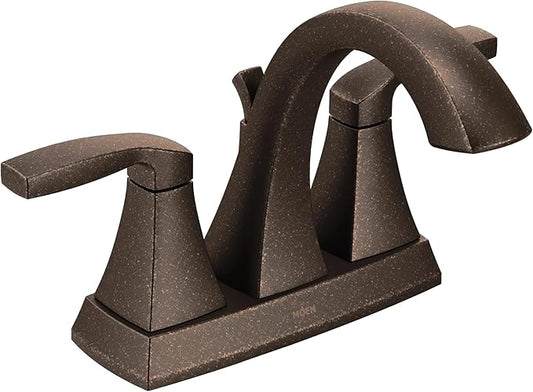 Moen 6901ORB Voss Two-Handle High-Arc Centerset Bathroom Faucet with Drain Assembly, Oil-Rubbed Bronze