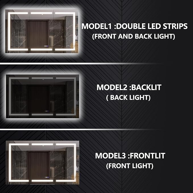 Smart LED Medicine Cabinet with Mirror, 60W×36H Inch Bathroom Storage Medicine Cabinet, 3 Color Stepless Dimming & Anti-Fog, 5X Magnifier, Night Light, 3 Doors, DTC Soft-Close Hinges