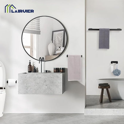 Lairuier Matte Black Bathroom Accessories, 23.6 inches Towel Bar Set | Including Towel Bar, Towel Holder, Toilet Paper Holder, Towel Hook, SUS304 Stainless Steel Bathroom Towel Holder Hardware Set