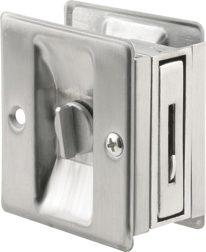Prime-Line N 7161 Pocket Door Privacy Lock with Pull - Replace Old or Damaged Pocket Door Locks Quickly and Easily - Satin Chrome (Single Pack)
