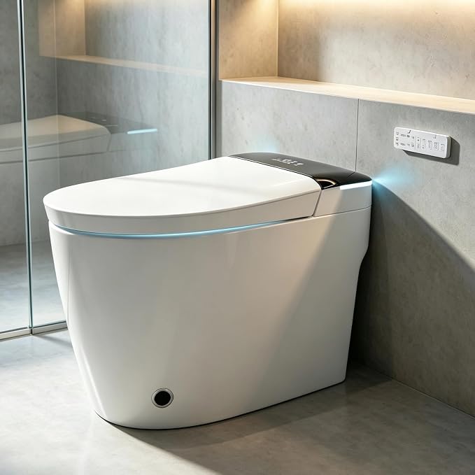 TOTTE Smart Toilet with Bidet Built in, Auto Open/Close Lid, ADA Comfort Height, 1000g MaP Flush, 1.28 GPF, Heated Seat & Dryer, Electric Tankless Toilets with LED Display
