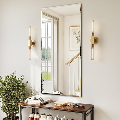 Frameless Bathroom Mirror 24"x48", Beveled Bathroom Mirror | 4mm Tempered Glass Shatterproof Wall Mount Mirrors for Entryway Vanity Bathroom Bedroom, Hangs Horizontally or Vertically