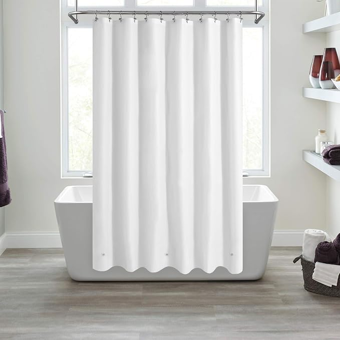 Mrs Awesome White Shower Curtain Liner with 3 Magnets, 72x72 | 12 Rustproof Grommets, Premium Flexible Sturdy Plastic Shower Curtain for Bathroom Lightweight & Waterproof, 72W x 72H