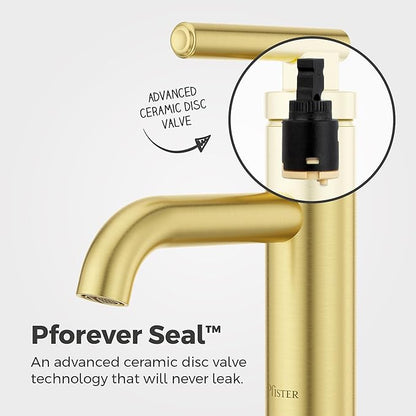 Pfister Capistrano Bathroom Sink Faucet, Single Control, 1-Handle, Single Hole, NSF Certified, Brushed Gold Finish, LF042CSOBG