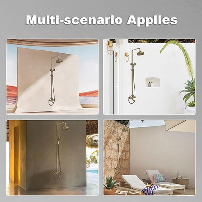 Outdoor Shower Features, Exposed Shower System 3 Function | 8 Inch Rain Shower Head,Handheld Shower Head & Tub Spout,Solid Brass,Dual Handle,High Pressure,Wall Mounted,Antique Brass