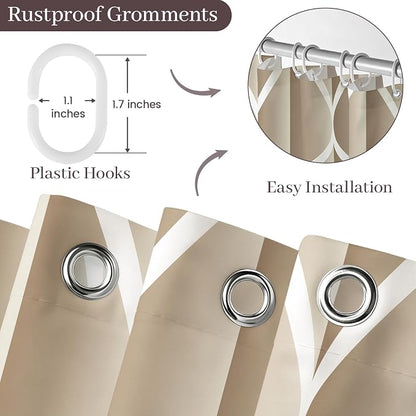 Gelbchu Geometric Shower Curtain for Bathroom, Cream, 72x72 | with Hooks, Premium Polyester, Quick Dry, Water Repellent, Machine Washable, Rustproof Grommets, Modern Minimalist
