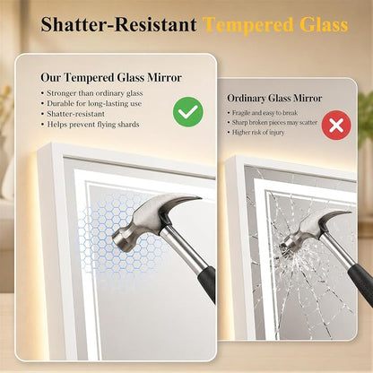30"x40" LED Bathroom Mirror with Lights, Backlit + Front Lit, Anti-Fog | Lighted Bathroom Mirror with One-Piece Aluminum Alloy Frame, HD Shatterproof Tempered Glass, Dimmable, Memory Function