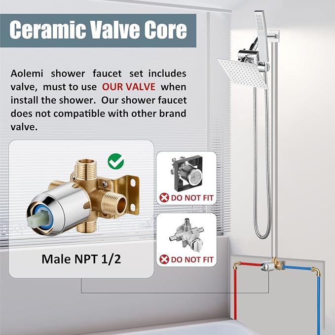 Aolemi Shower Faucet Set System with Handheld 6 Inch Head Oil Rubbed Bronze | Shower Valve and Trim Kit,6 Inch Head and Handle Set,Handheld Spray,Bathroom Renovation or Remodeling