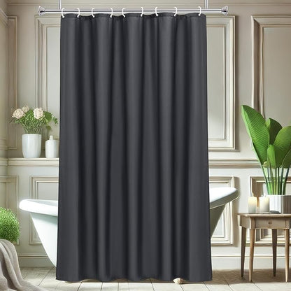 AooHome Fabric Shower Curtain 54 Width x 72 Height Inch, Solid Color Bath Curtain with Hooks for Hotel, Water Repellent, Dark Grey