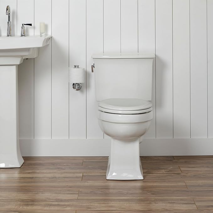 Mayfair Cameron Black Toilet Seat, Non Slip Heavy Duty Wood, Easy Clean, Made in USA, Round