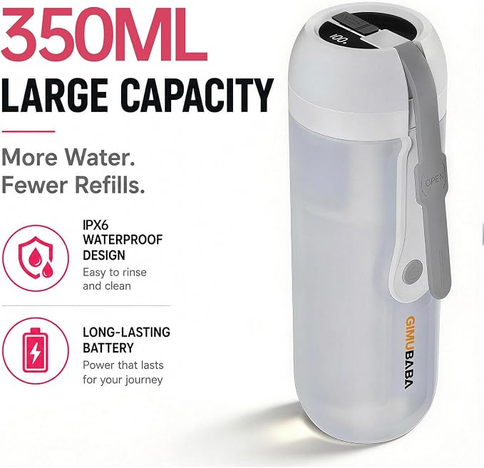 Portable Electric Bidet for Travel with 180° Adjustable Nozzle, Strong Water Pressure- Handheld Rechargeable USB-C Bidet,350ml IPX6 Waterproof Personal Hygiene Cleaner for Postpartum Women, Camping