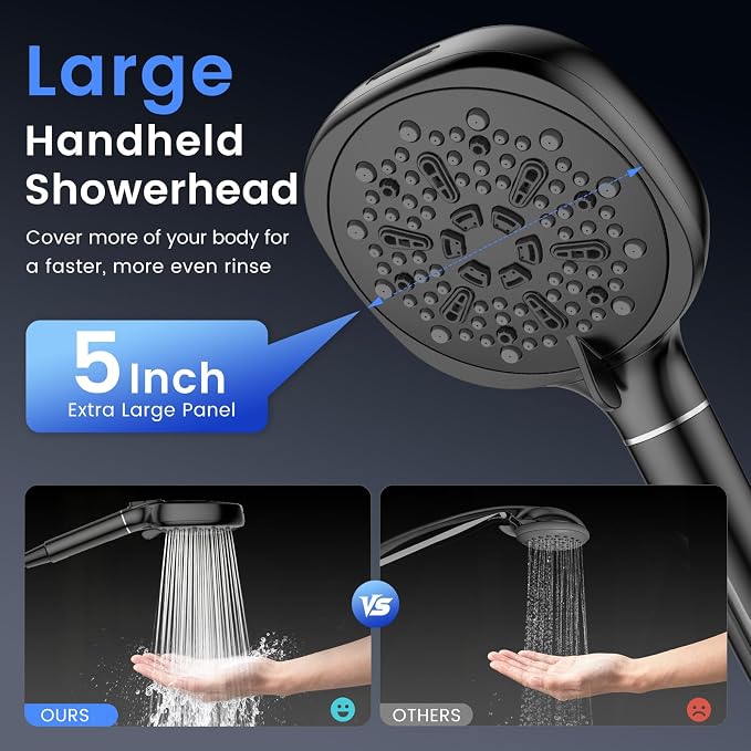 Filtered Shower Head with Handheld, High Pressure 8-mode Shower with Filter | Remove Chlorine for Hard Water, Reduce Dry Itchy Skin, Anti-clog Nozzles, Built with Power Wash, Extra Holder & Hose