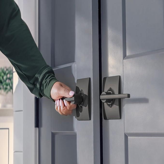 Schlage F10 LAT 622 COL Latitude Collins Passage Lever for Interior Hall and Closet, Matte Black