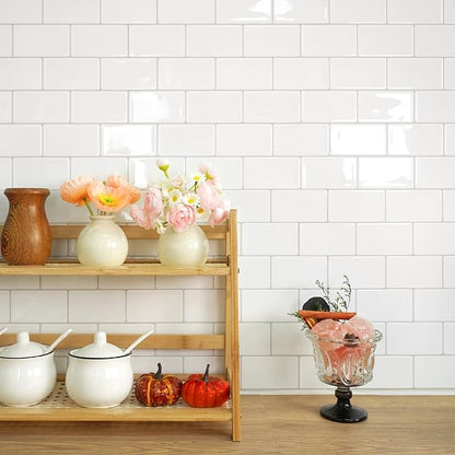 STICKGOO Subway Tile Peel and Stick Backsplash, Thicker Design 12" x 12" Stick on Backsplash Tiles for Kitchen, Bathroom, Wall Tile (10 Sheets, Bright Glossy White)