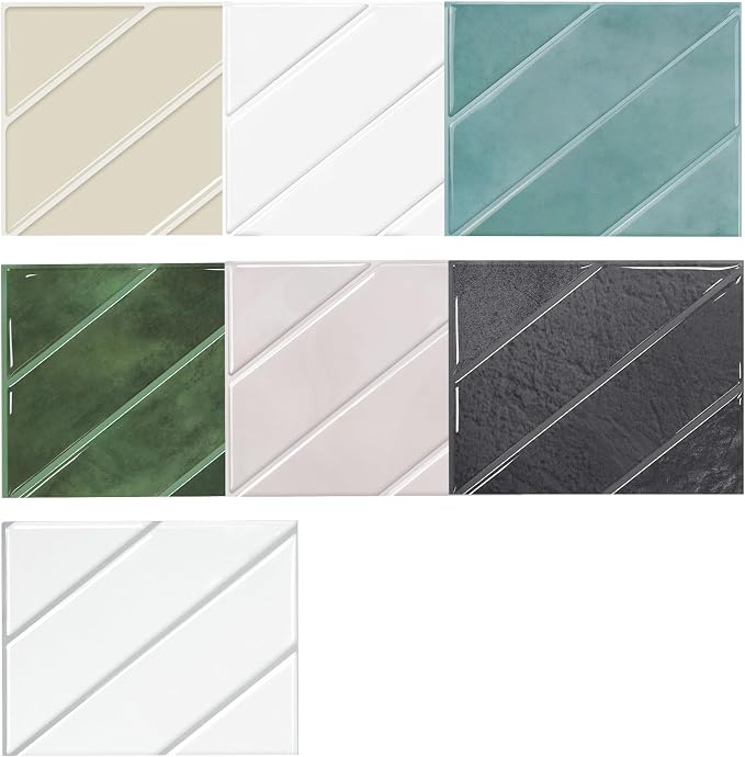 STICKGOO Herringbone Peel and Stick Backsplash Sample Kit, 6.3 x 4.9 in | Quarter-Size Color Samples, Preview the Look and Feel Before Buying, Multiple Colors, Thicker Vinyl, Kitchen/Bathroom
