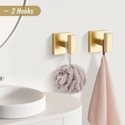 YACVCL Towel Bar Set 10-Piece Brushed Gold Bathroom Hardware Set, Gold Bathroom Accessories Set,23.6 Inch Towel Holder-Towel Racks Set for Bathroom Stainless Steel Wall Mounted