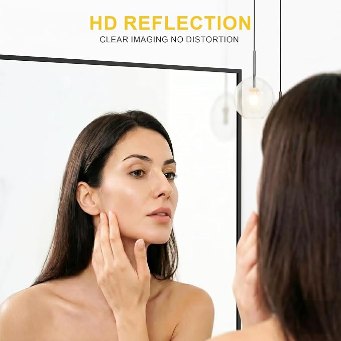 Bathroom Mirror for Wall, 2 Pack 36"x24" Black Vanity Mirror | Sturdy Rectangular Metal Frame, HD Tempered Glass, Hangs Horizontally or Vertically in Bedroom, Living Room, Entryway