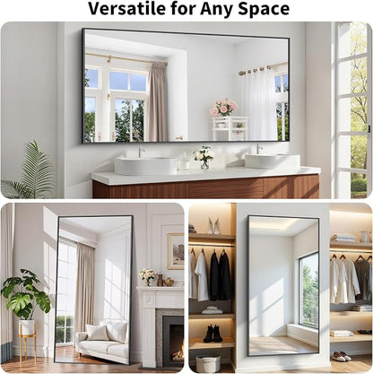 Koonmi Black Bathroom Mirror for Over Sink,Metal Framed 36"x71" Wall Mirror