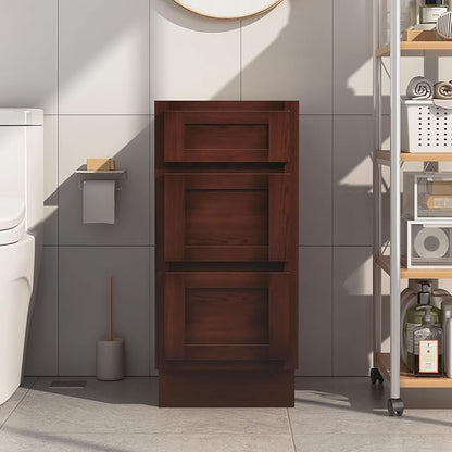 Vanity Art 15 Inch Bathroom Vanity Small Base Cabinet with 3 Soft Closing Shaker Drawers, Strudy Floor Mount Cabinets for Storage Shaving, Washroom Accessories, VA4015-3B