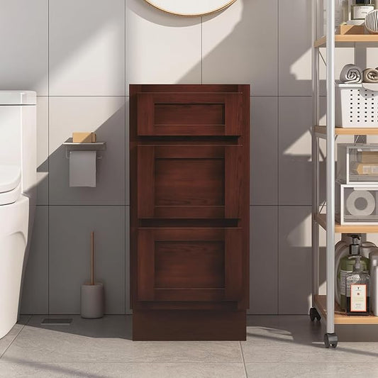 Vanity Art 15 Inch Bathroom Vanity Small Base Cabinet with 3 Soft Closing Shaker Drawers, Strudy Floor Mount Cabinets for Storage Shaving, Washroom Accessories, VA4015-3B