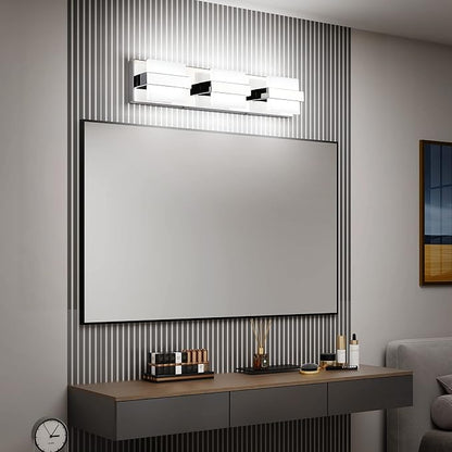 SOLFART 3 Lights Chrome Bathroom Vanity Light Modern LED Bathroom Light Fixtures Over Mirror Vaniy Light 20 inch White Light Dimmable