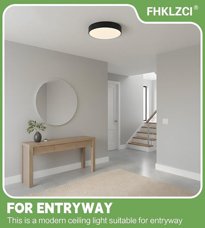 Modern LED Round Flush Mount Ceiling Light Fixture,Black,15.74 inch | Dimmable,36Watts,Bright Adjustment,5CCT 3000K/3500K/4000K/5000K/6000K,Matte,Metal,for Living Room,Kitchen,Bedroom,Bathroom