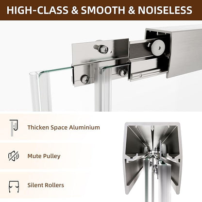 Royal Guard Double Sliding Shower Door,44-48" W x 70" H，Brush Nickel | Shower Doors with 6mm Clear SGCC Tempered Glass,Bypass Shower Enclosure,Nano Coating Easy Clean&Waterproof&Adjustable Width