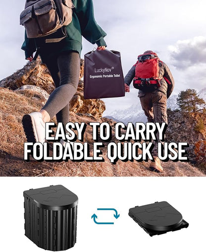 Portable Toilet with Urine Gel & Leak-Proof Bags – Odorless Camping Toilet for Adults & Kids, Outdoor Travel Potty with Ergonomic Design