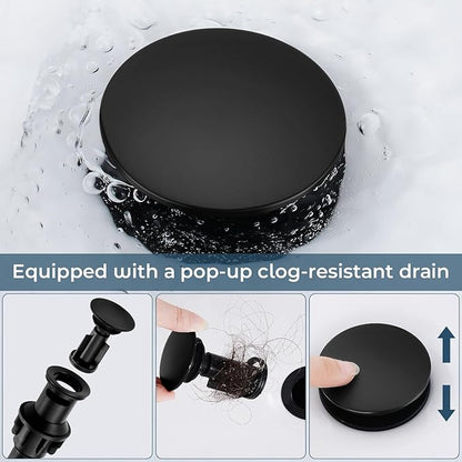 FGKQ Black Bathroom Faucet for Sink 3 Hole, Bathroom Sink Faucet with Pop Up Drain, 8 Inch Widespread Vanity Faucet 3 Hole, 360° Swivel Two Handle with Supply Lines
