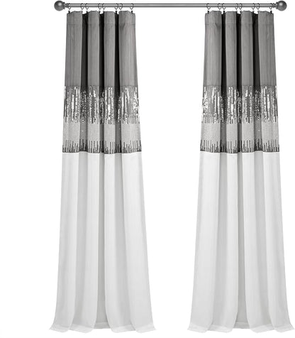 Lush Decor Night Sky 100% Blackout Window Curtain Panel Single 42"W x 84"L, Gray & White - Blackout Curtains For Bedroom - Sequin Curtains - Glam Decor