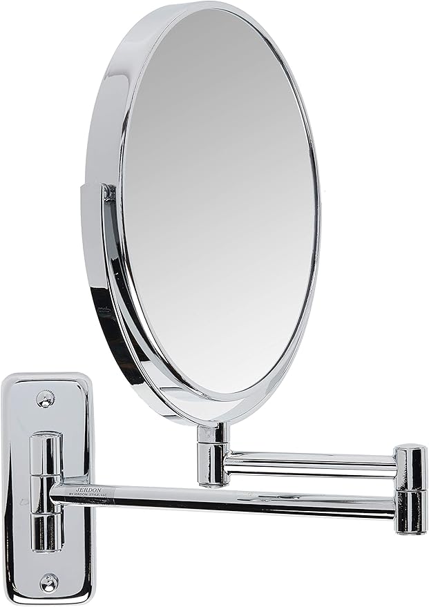 JERDON Wall-Mounted Magnifying Mirror - Bathroom Makeup Mirror with 8X Magnification - 8-Inch Diameter - Chrome Finish - Model JP7808C