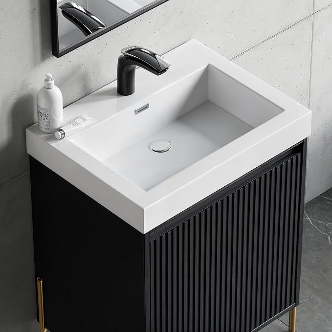 Dowell 24" Bathroom Sink,Single Bowl Vanity Basin,Rectangular Drop-In Bathroom Sink with Overflow,White-000 2418BP