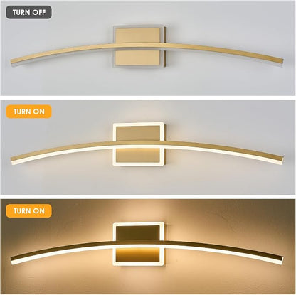 Benkut Modern LED Wall Sconce Gold LED Bathroom Light Fixtures Over Mirror Wall Lighting for Bathroom, Dimmable Long Vanity Light for Bathroom Living Dining Room(5CCT 31.5Inch)