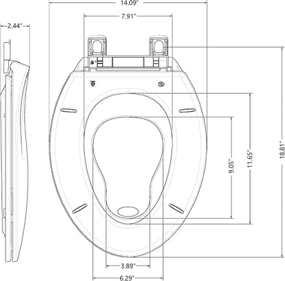 Potty Training Seat Built-In Toilet Seat, Elongated Toilet Seat 19 Inch with Baby Seat, 2 In 1 Soft Close Quiet No Slapping, Magnetic Absorption, Easy Installation for Bottom Fixing Toilet