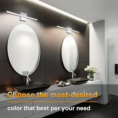NIORSUN 15.7 inch Chrome Bathroom Vanity Light,12W 5CCT Dimmable LED Bathroom Lighting Fixtures Over Mirror, Modern Vanity Lights for Bathrooms Restroom Mirror- ETL Certified