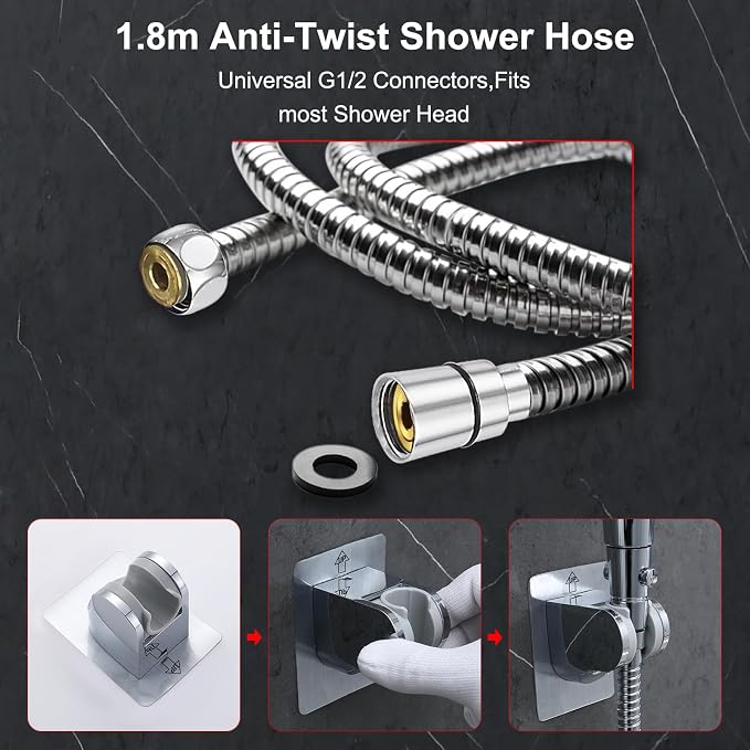 Rain Shower Head Combo-14''Rainfall ShowerHead,8 Modes Handheld with ON/OFF Pause Switch, Double High Pressure Shower heads with Hose,Adjustable and detachable for Couple and Kids