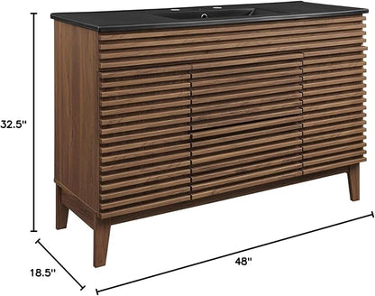 Modway Render 48" Single Bathroom Vanity in Walnut Black