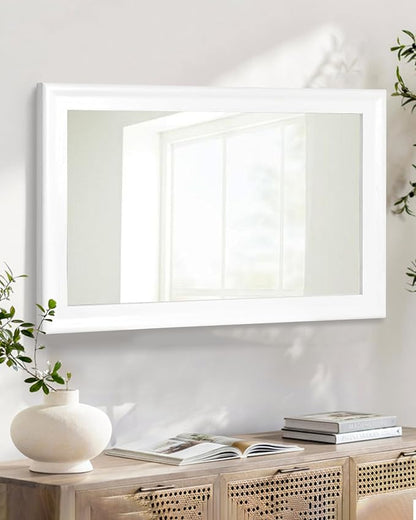 White Wood Wall Mirror for Bathroom,Rectangle 20 x 30 inch Vanity Mirrors | Hanging Mirror with Wooden Frame for Living Room,Bedroom,Entryway