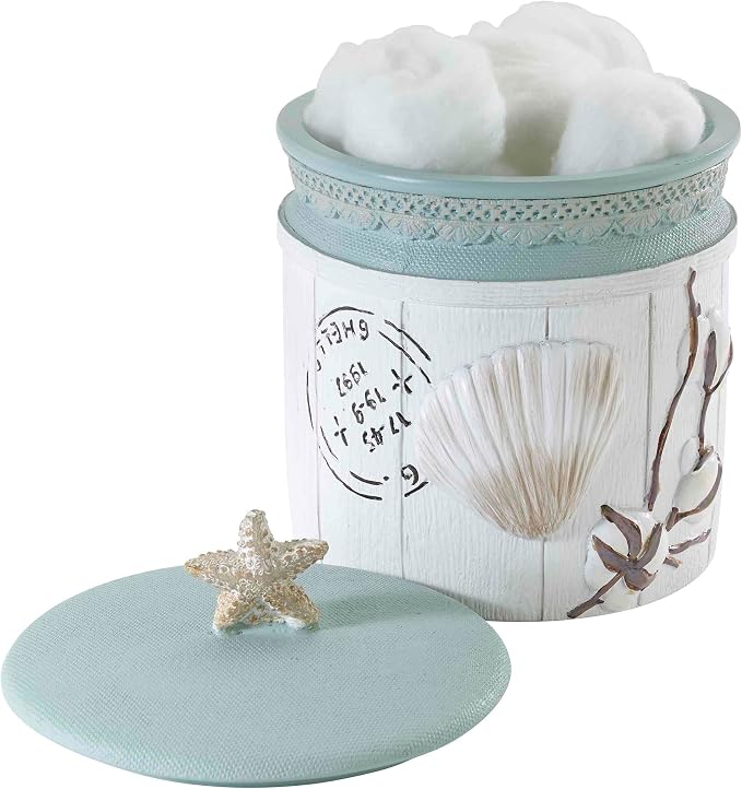 Avanti Linens - Covered Jar, Countertop Organizer, Farmhouse Chic Home Decor (Farmhouse Shell Collection)