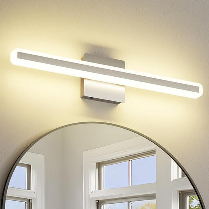 JUSHENG Brushed Nickel Vanity Lights for Bathroom, 5CCT Dimmable Vanity Light Bar, Modern LED Bathroom Lighting Fixtures Above Mirror 24'' Inch 20W